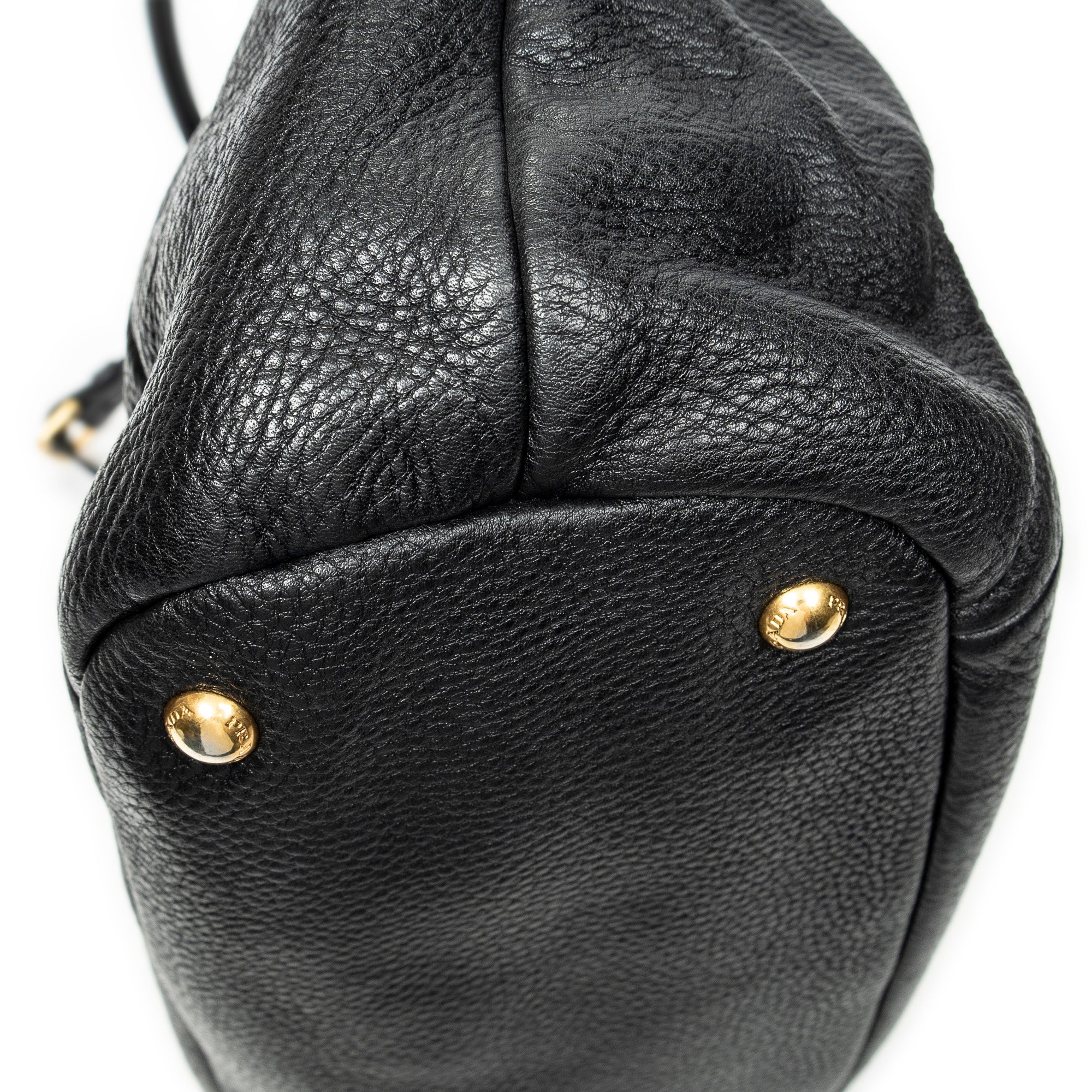 Shoulder Bag Convertible Snap Tote Black Vitello Daino Leather