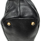 Shoulder Bag Convertible Snap Tote Black Vitello Daino Leather