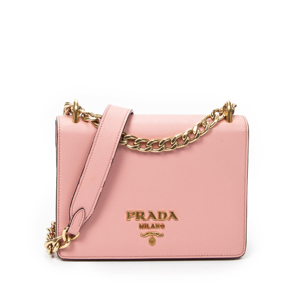 Shoulder Bag Full Flap Crossbody Pink Saffiano Leather