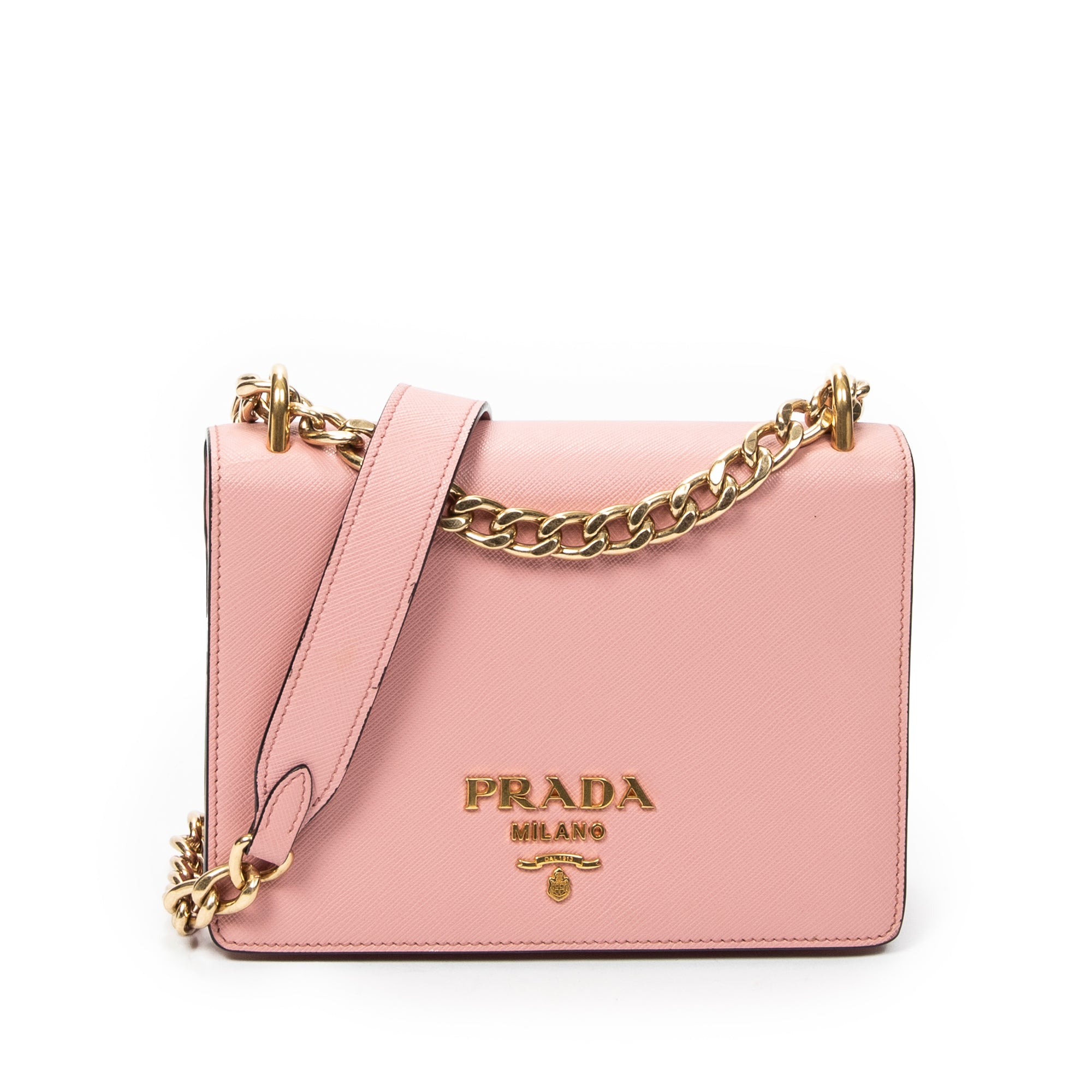 Shoulder Bag Full Flap Crossbody Pink Saffiano Leather