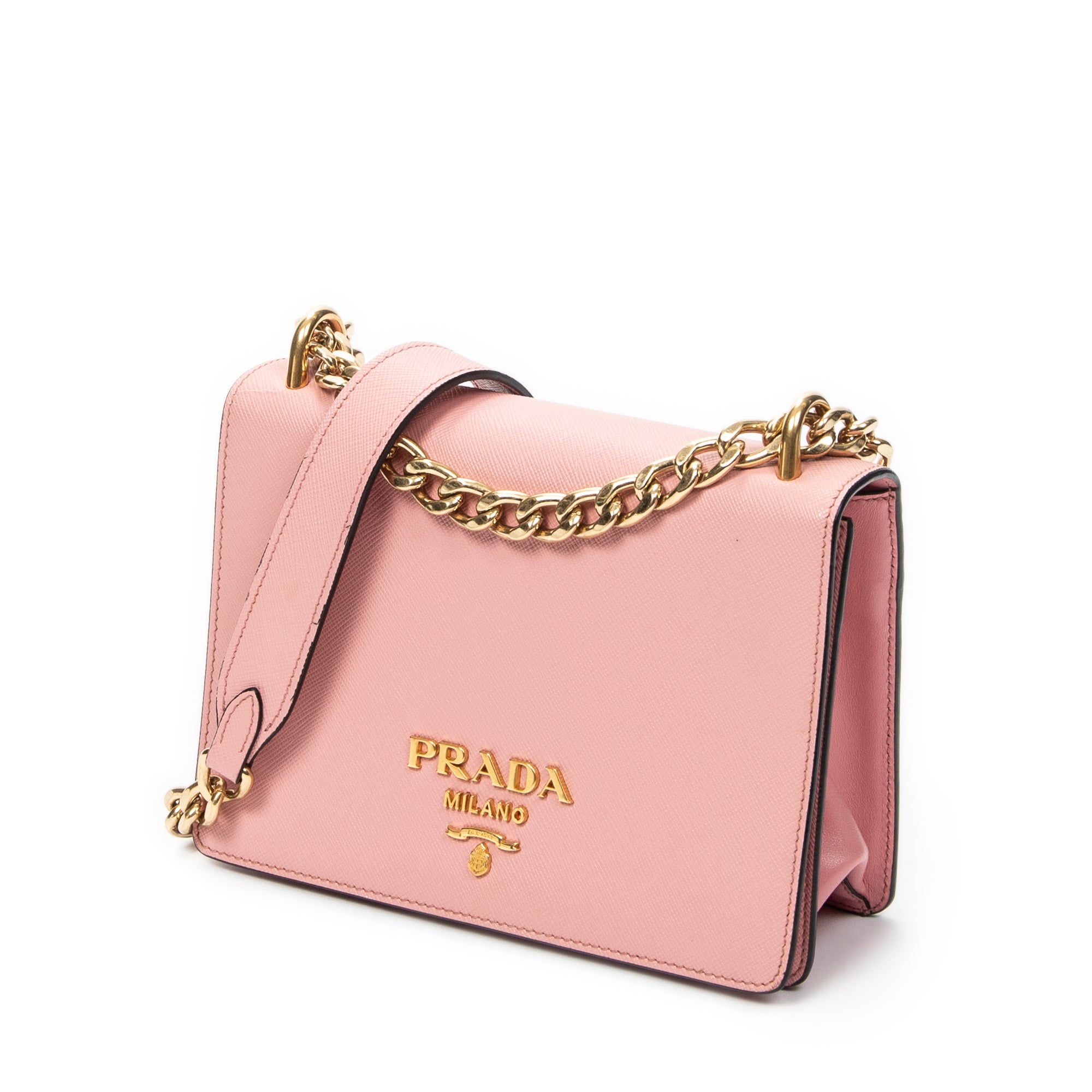 Shoulder Bag Full Flap Crossbody Pink Saffiano Leather