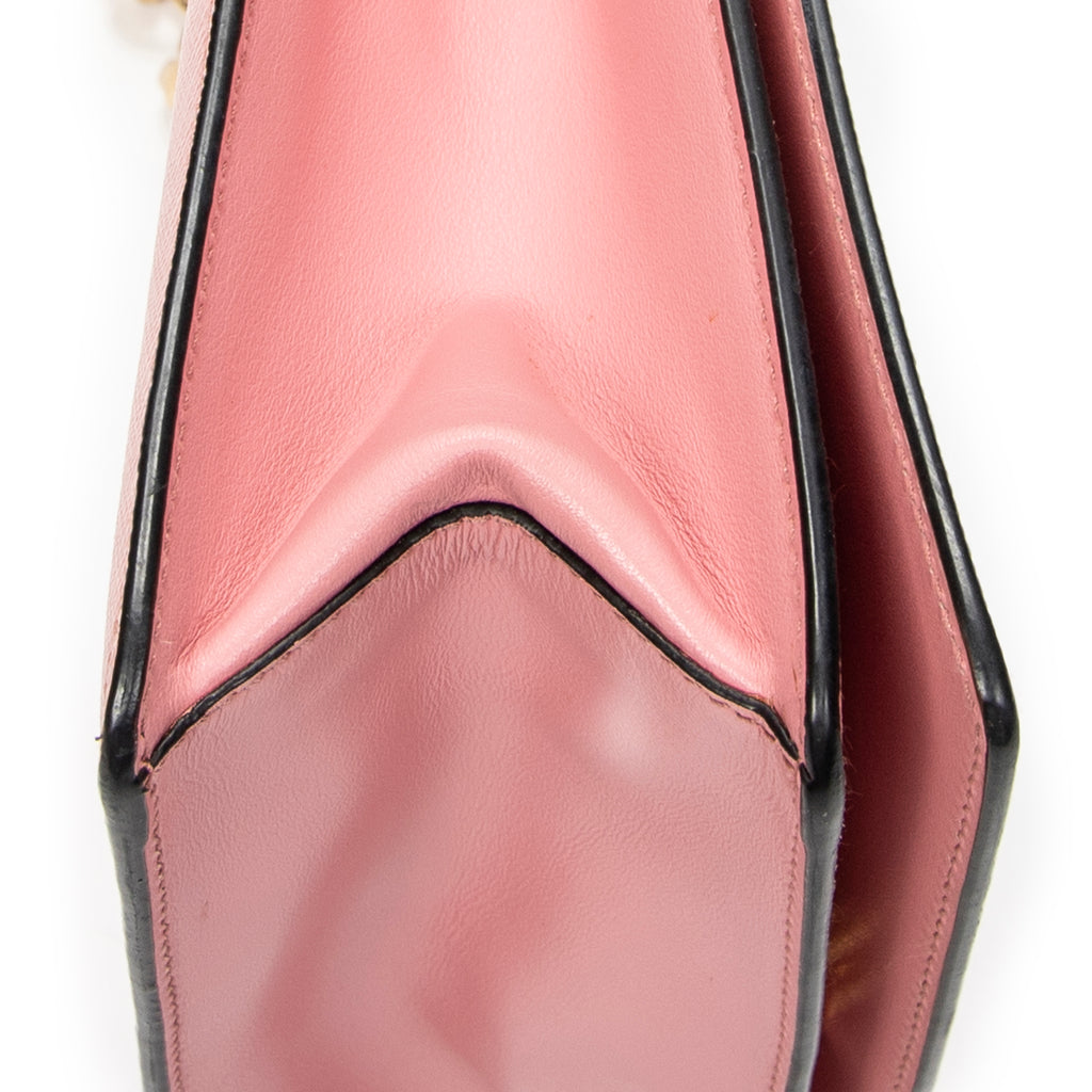 Shoulder Bag Full Flap Crossbody Pink Saffiano Leather