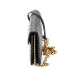 Shoulder Bag Envelope Wallet On Chain Black Quilted Grain de Poudre Leather
