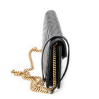 Shoulder Bag Envelope Wallet On Chain Black Quilted Grain de Poudre Leather