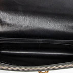 Shoulder Bag Envelope Wallet On Chain Black Quilted Grain de Poudre Leather