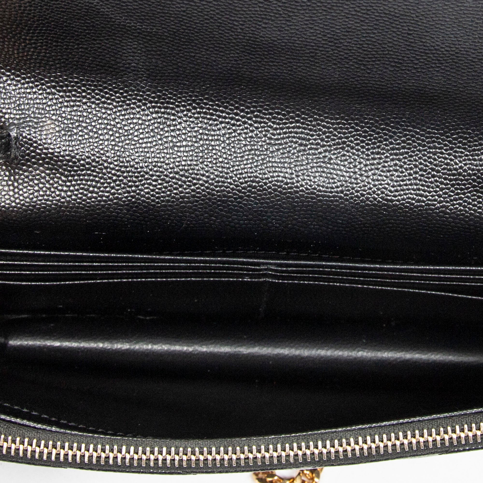Shoulder Bag Envelope Wallet On Chain Black Quilted Grain de Poudre Leather