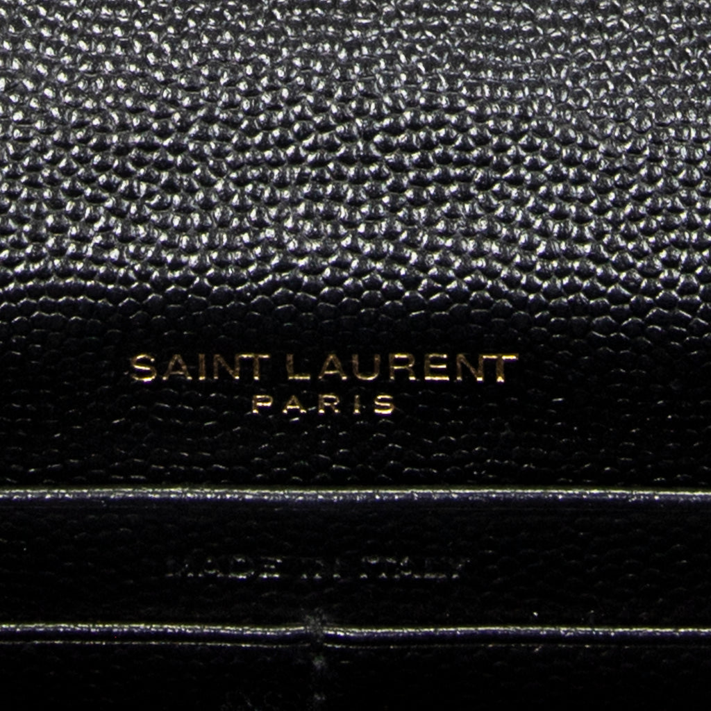Shoulder Bag Envelope Wallet On Chain Black Quilted Grain de Poudre Leather