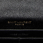 Shoulder Bag Envelope Wallet On Chain Black Quilted Grain de Poudre Leather