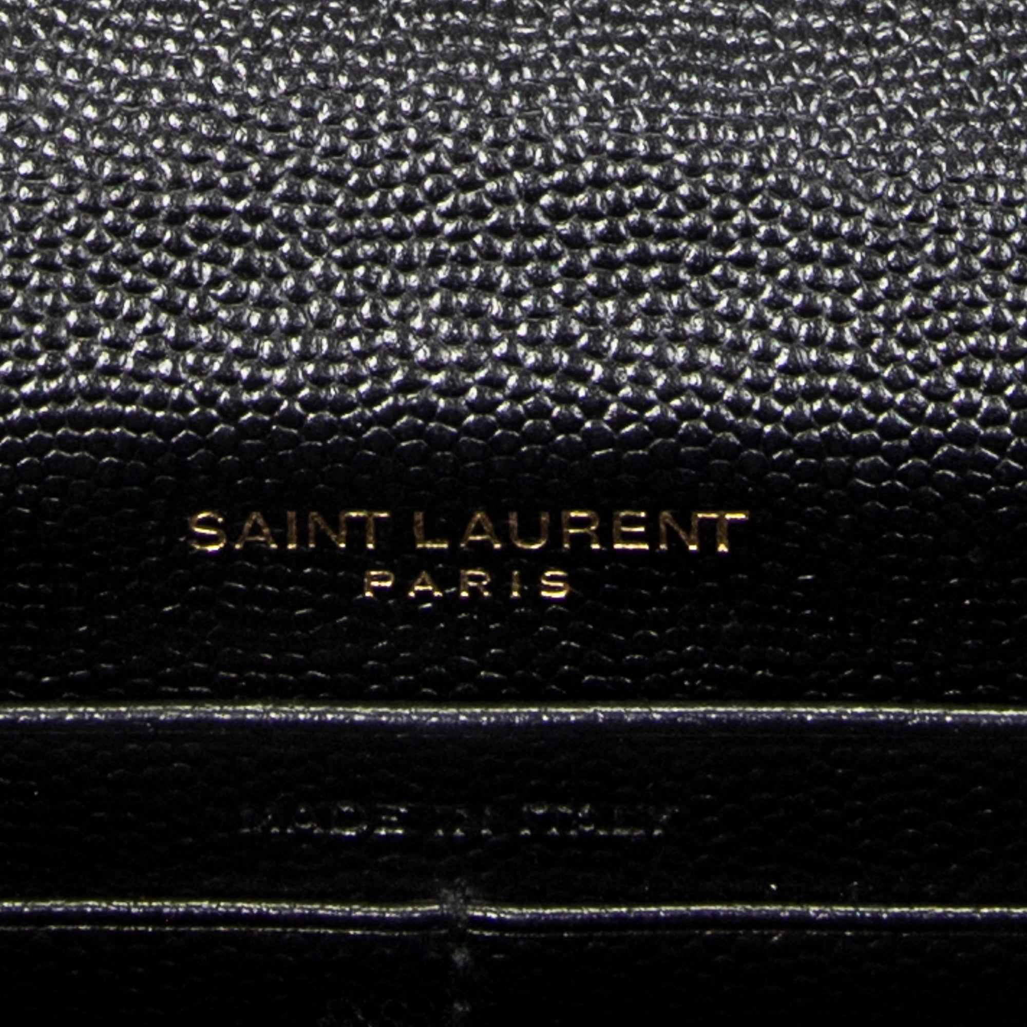 Shoulder Bag Envelope Wallet On Chain Black Quilted Grain de Poudre Leather