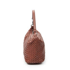 Shoulder Bag Zip Hobo Brown Intrecciato Leather