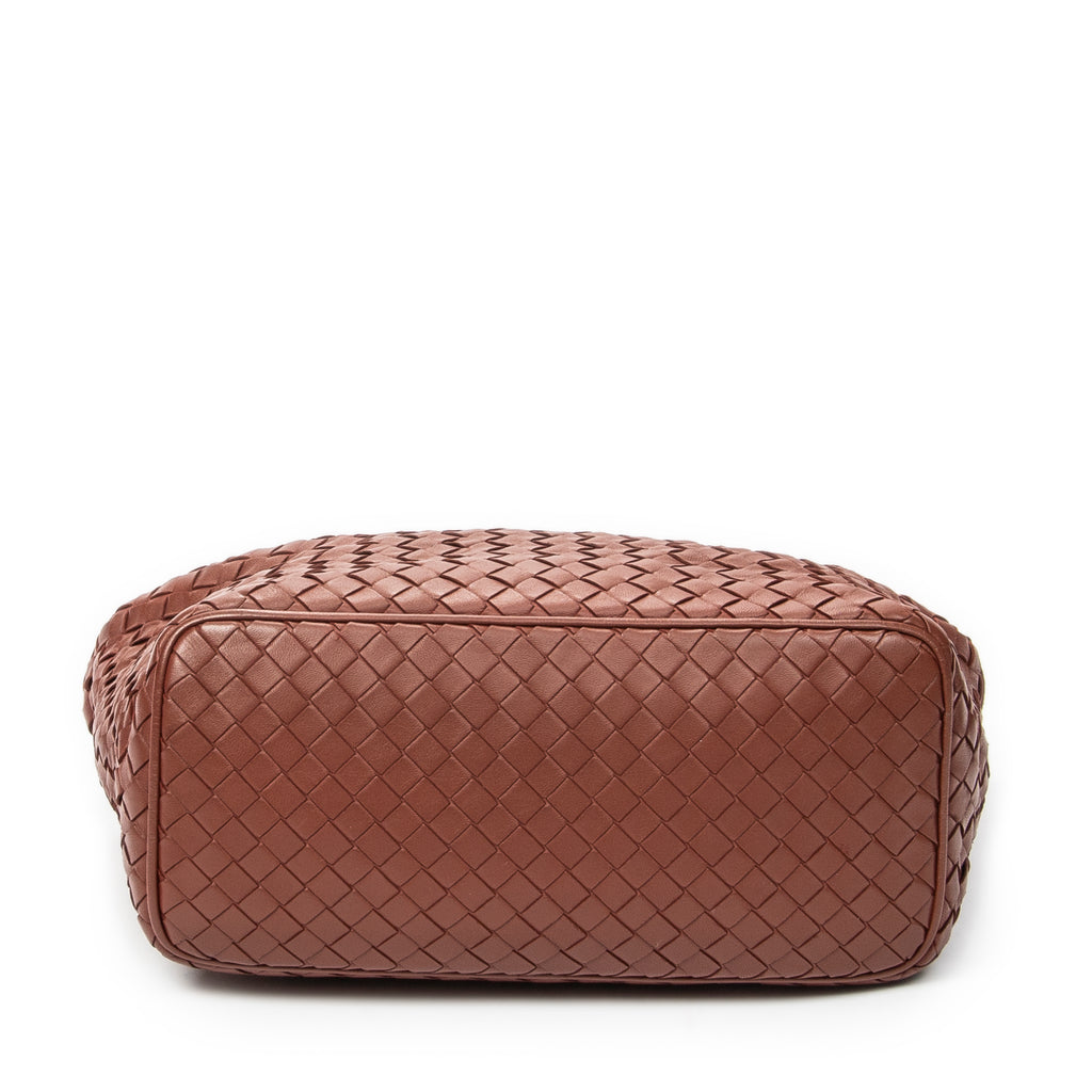 Shoulder Bag Zip Hobo Brown Intrecciato Leather