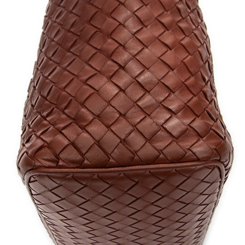 Shoulder Bag Zip Hobo Brown Intrecciato Leather