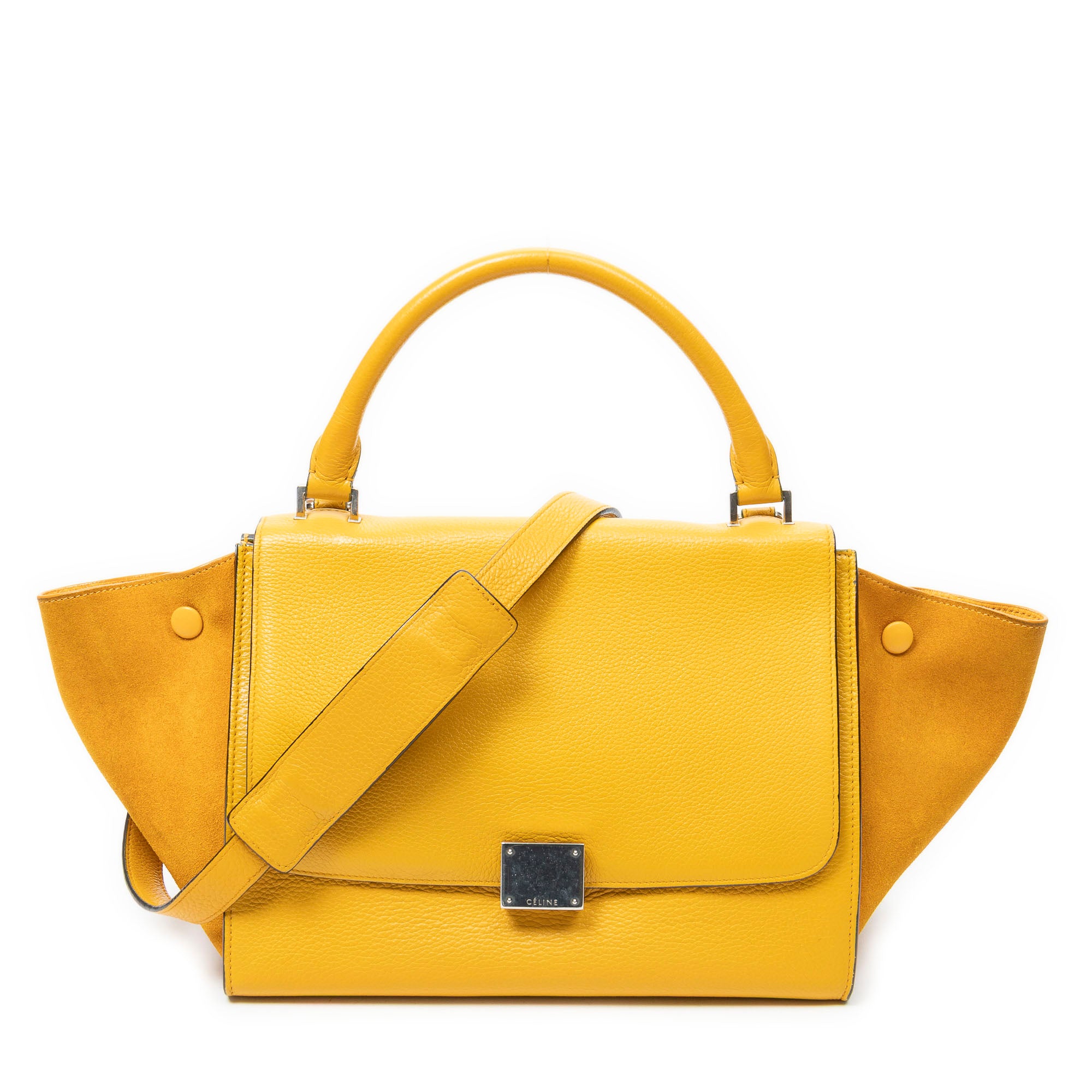 Shoulder Bag Medium Trapeze Yellow Grained Calfskin Leather