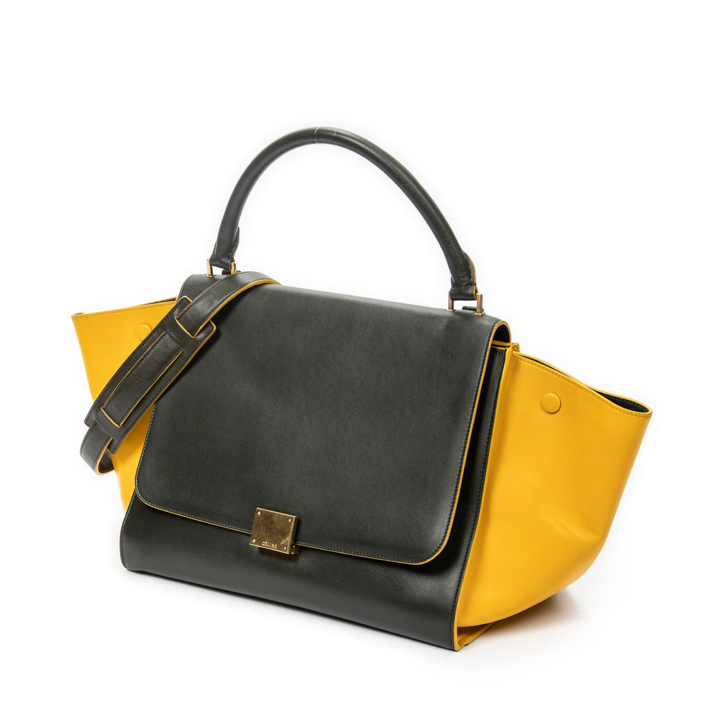Shoulder Bag Medium Trapeze Green Calfskin Leather