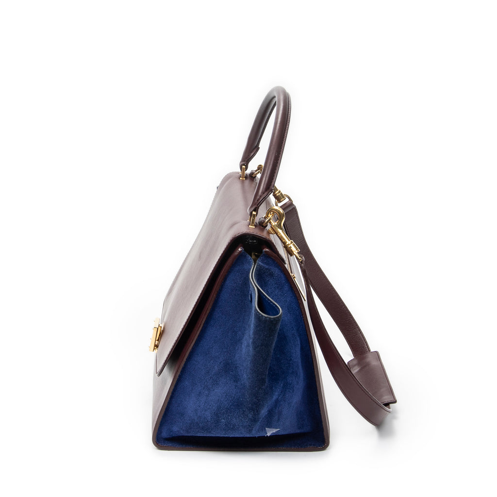 Shoulder Bag Medium Trapeze Burgundy Calfskin Leather