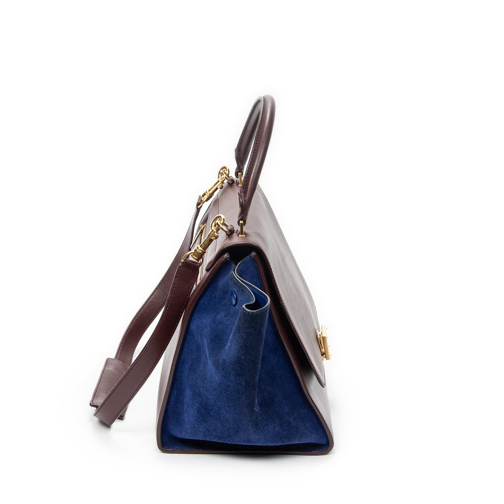 Shoulder Bag Medium Trapeze Burgundy Calfskin Leather