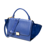 Shoulder Bag Small Trapeze Blue Grained Calfskin Leather