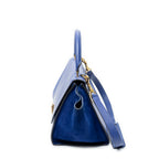 Shoulder Bag Small Trapeze Blue Grained Calfskin Leather