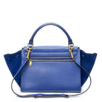 Shoulder Bag Small Trapeze Blue Grained Calfskin Leather