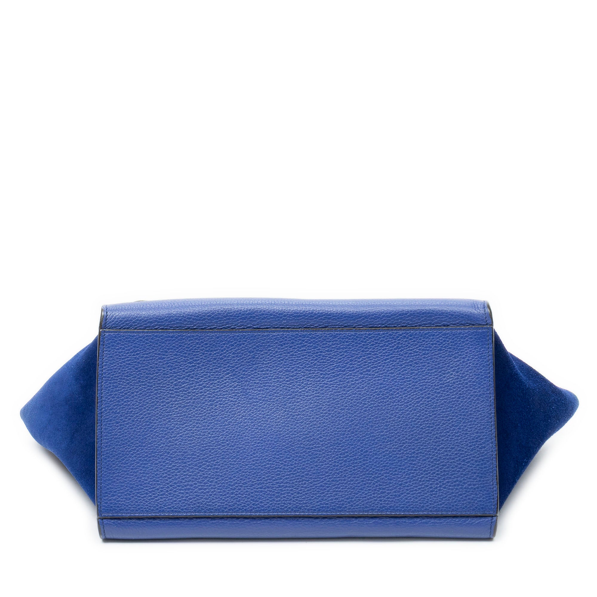 Shoulder Bag Small Trapeze Blue Grained Calfskin Leather