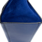 Shoulder Bag Small Trapeze Blue Grained Calfskin Leather