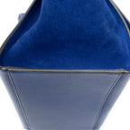 Shoulder Bag Small Trapeze Blue Grained Calfskin Leather