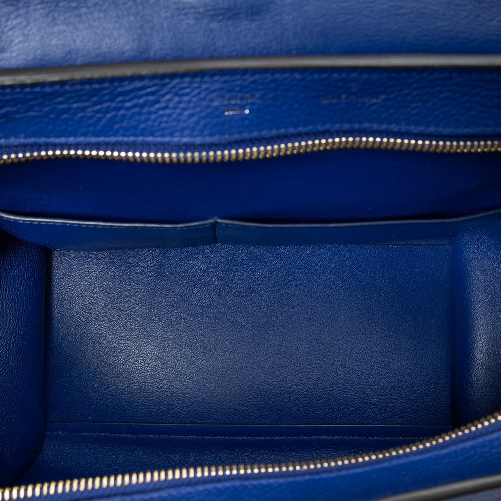 Shoulder Bag Small Trapeze Blue Grained Calfskin Leather