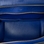 Shoulder Bag Small Trapeze Blue Grained Calfskin Leather