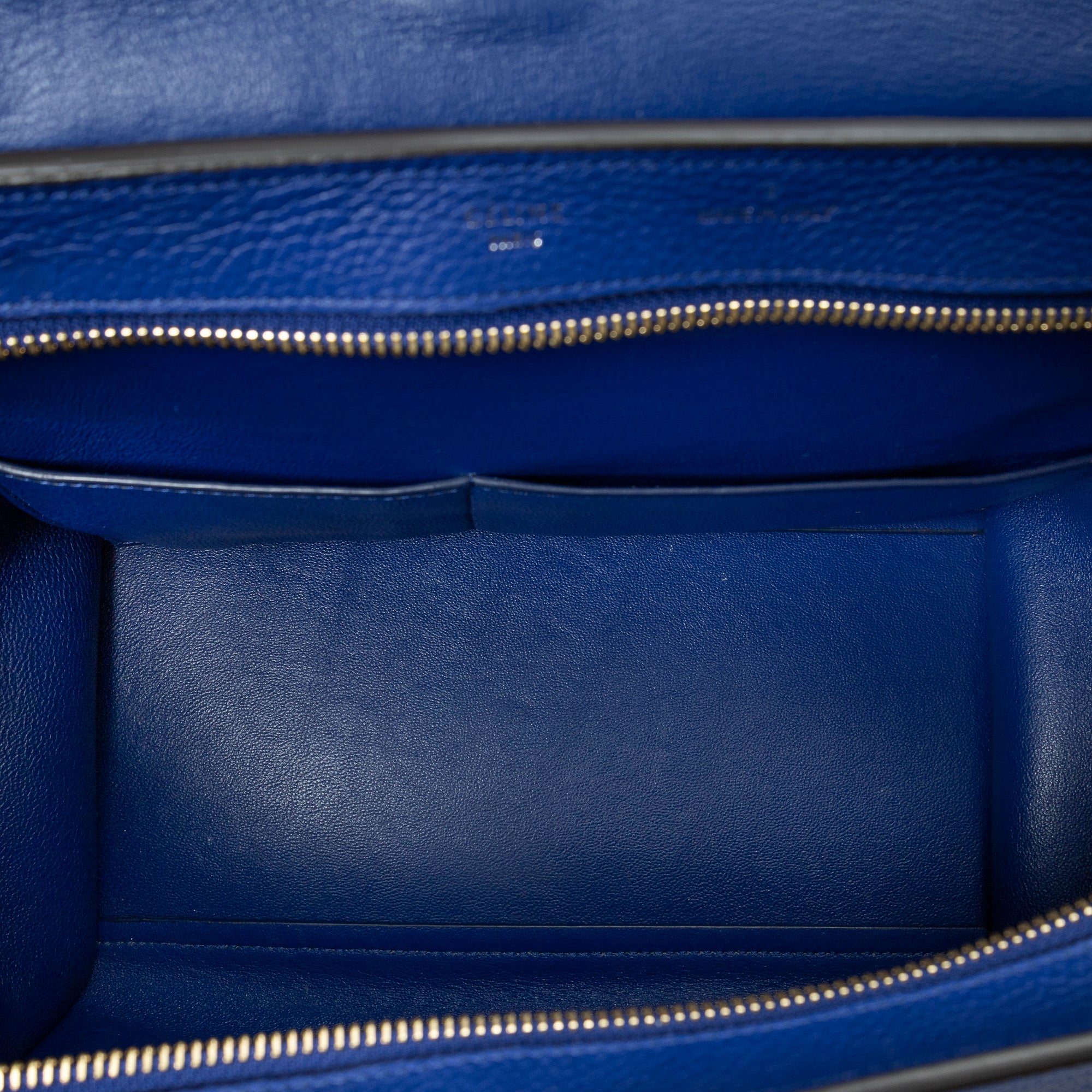 Shoulder Bag Small Trapeze Blue Grained Calfskin Leather