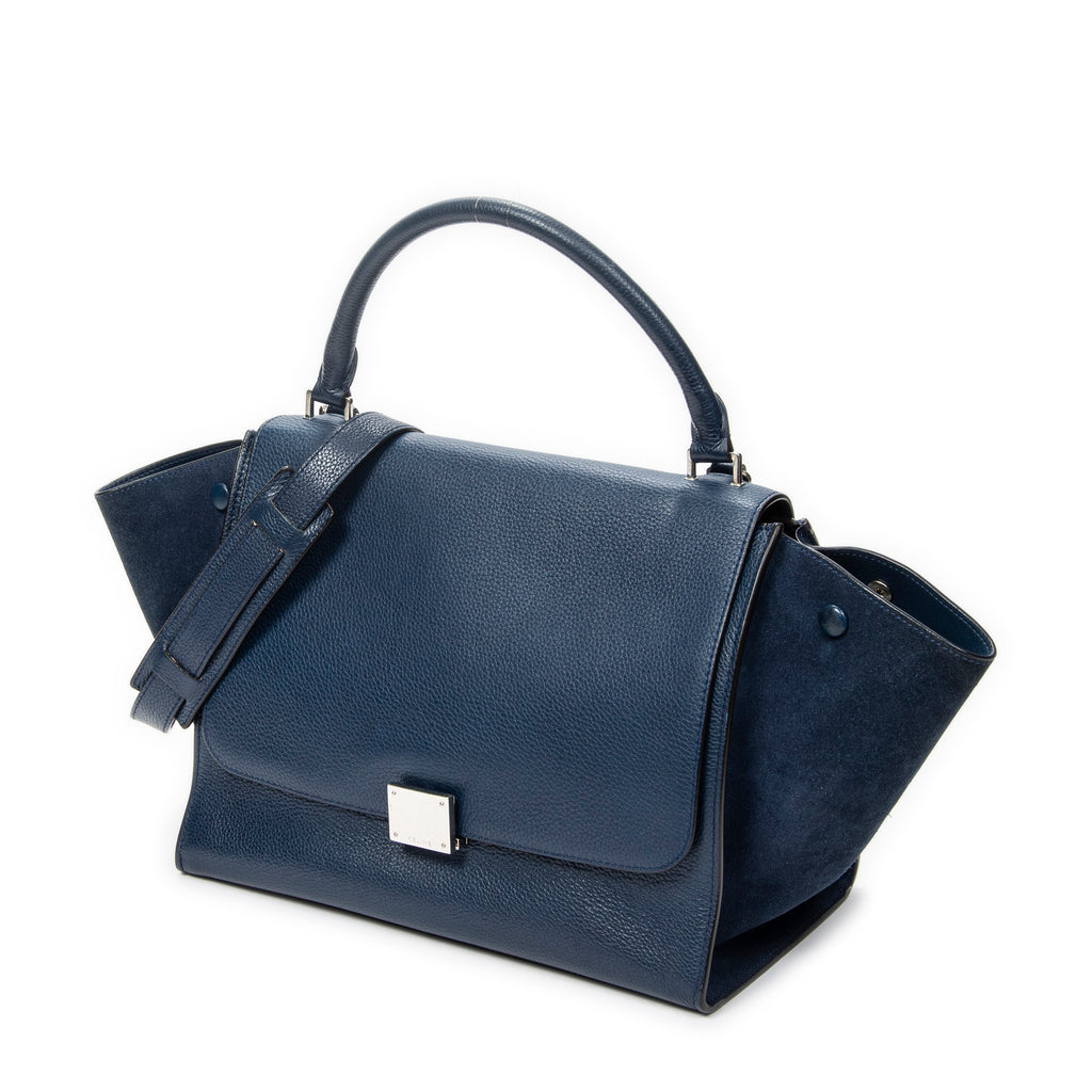 Shoulder Bag Medium Trapeze Navy Grained Calfskin Leather