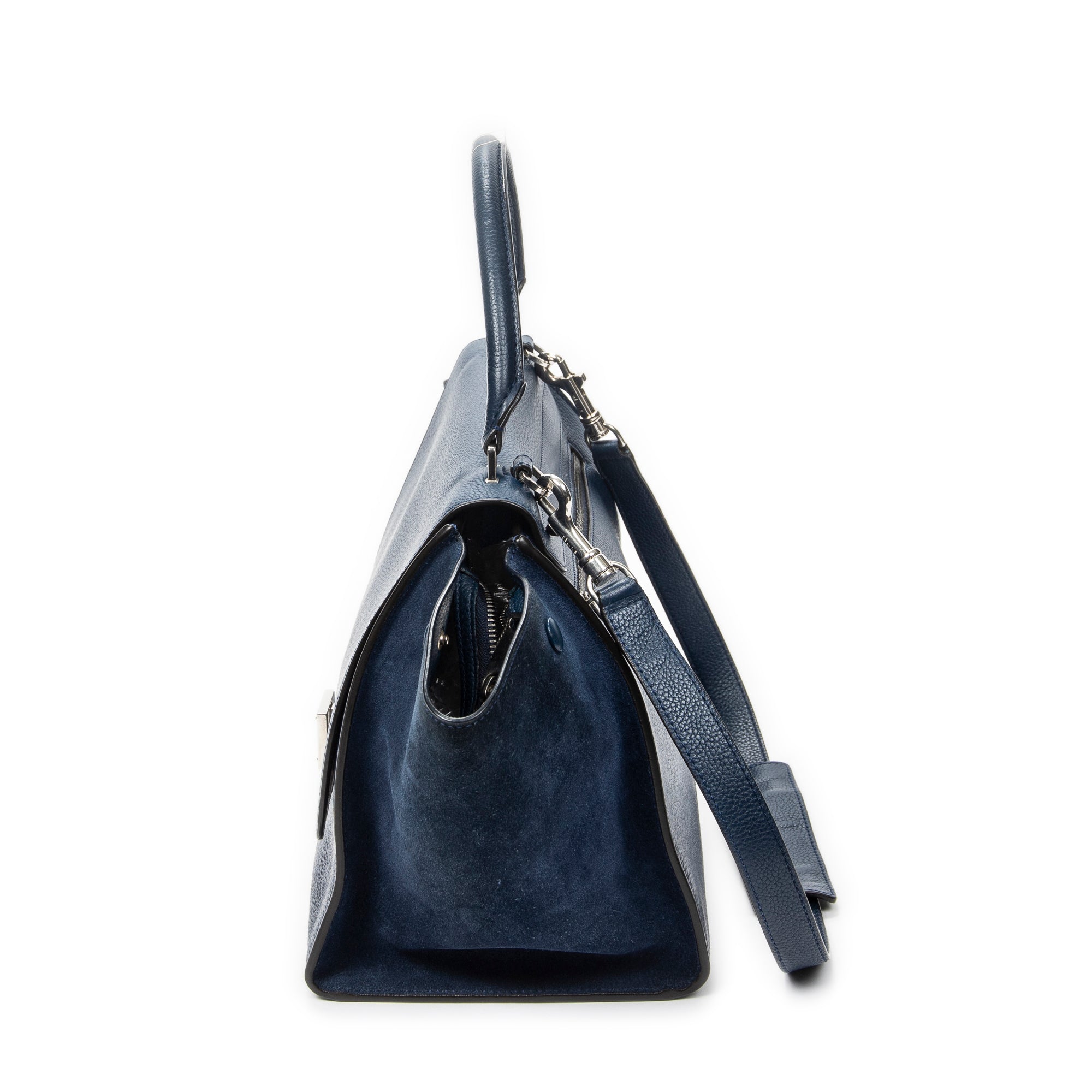 Shoulder Bag Medium Trapeze Navy Grained Calfskin Leather