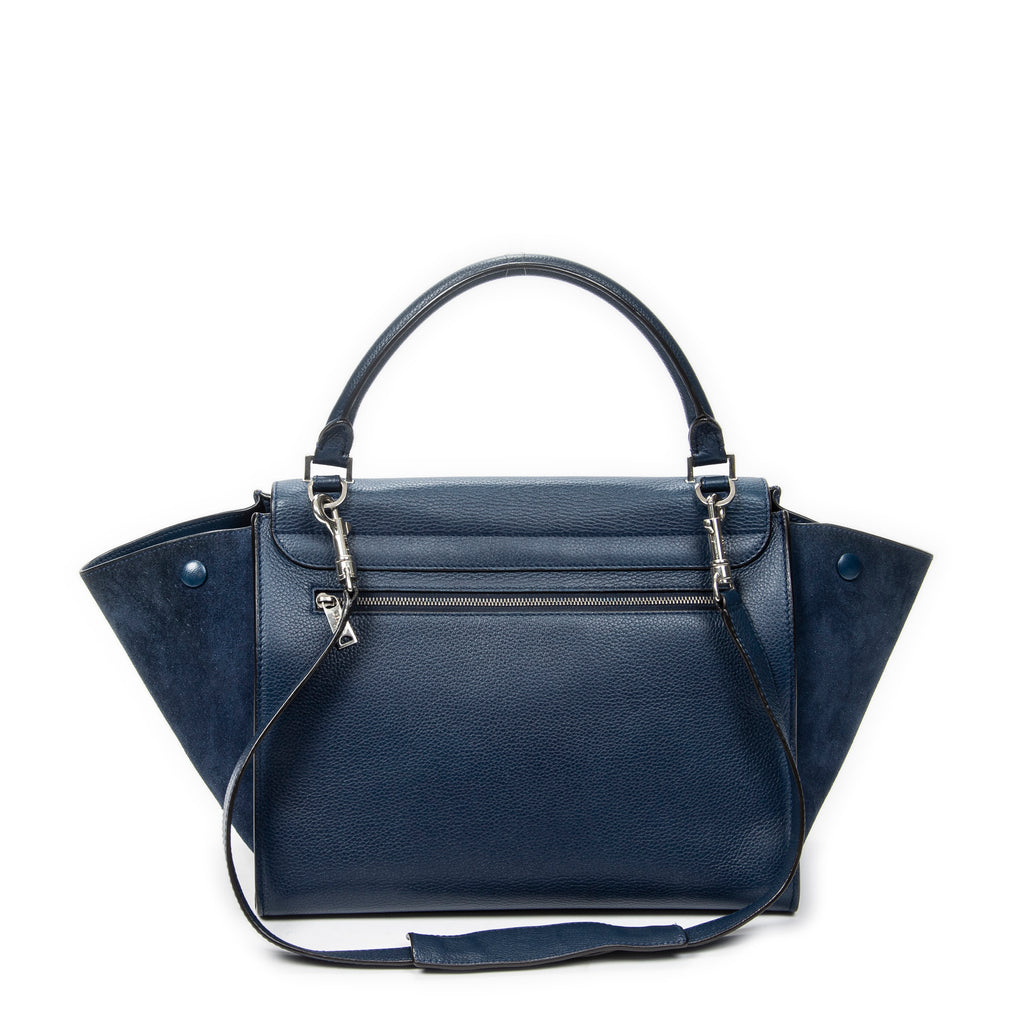 Shoulder Bag Medium Trapeze Navy Grained Calfskin Leather
