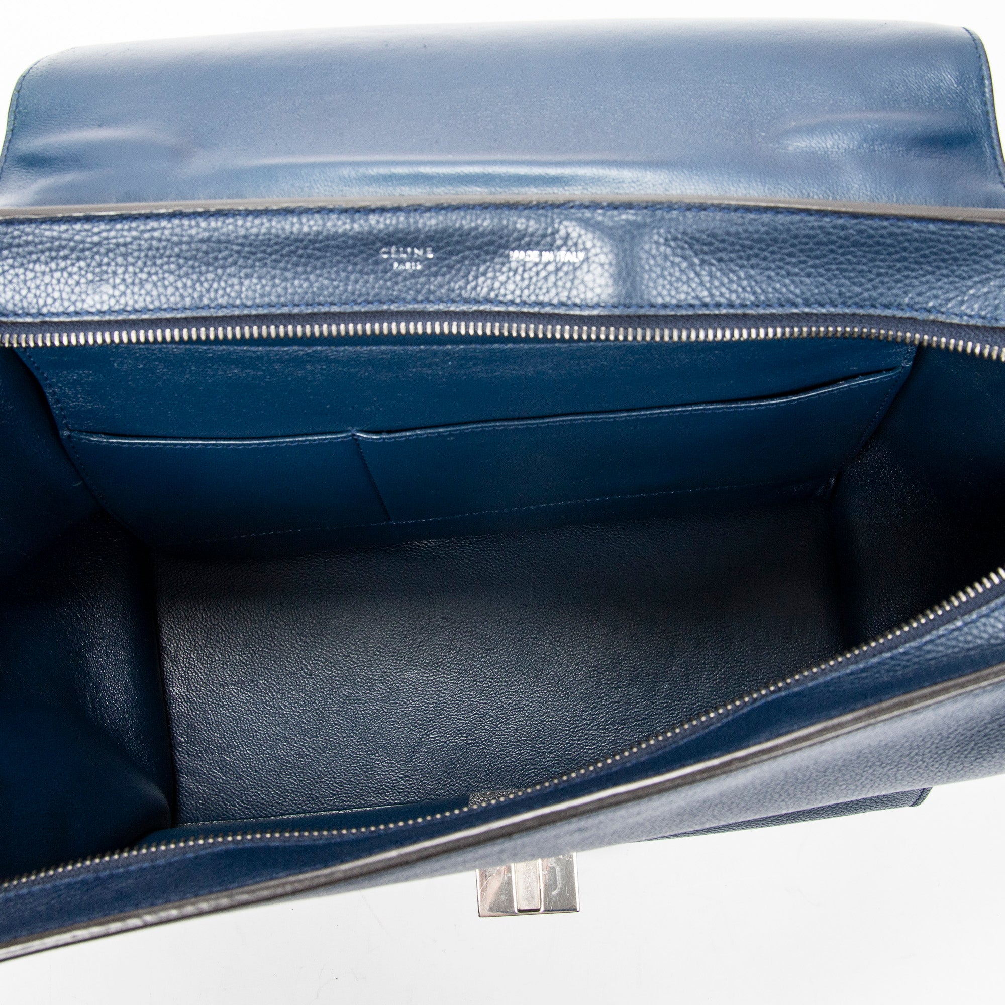 Shoulder Bag Medium Trapeze Navy Grained Calfskin Leather