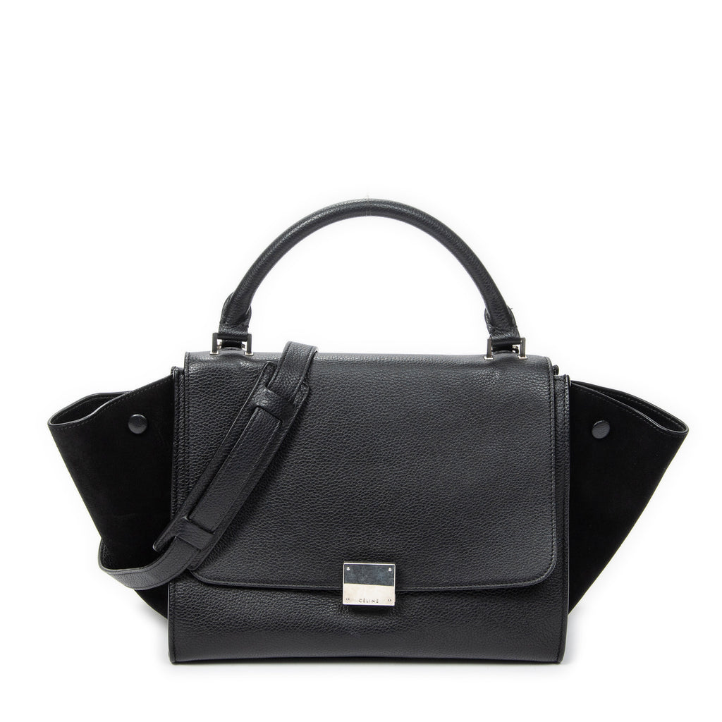 Shoulder Bag Small Trapeze Black Grained Calfskin Leather