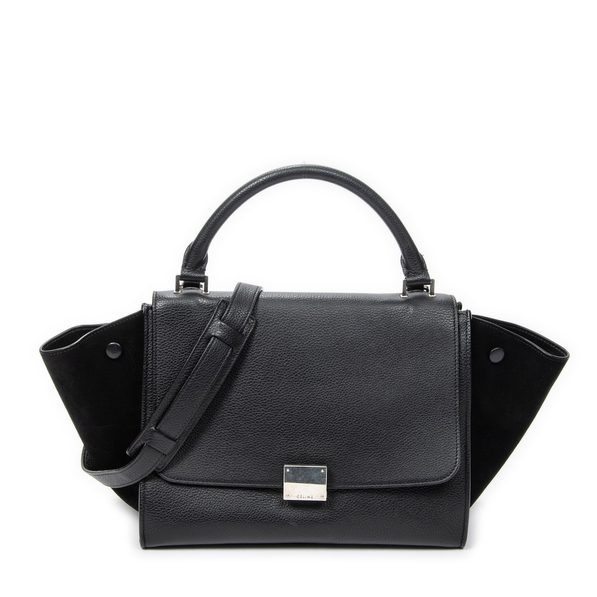 Shoulder Bag Small Trapeze Black Grained Calfskin Leather