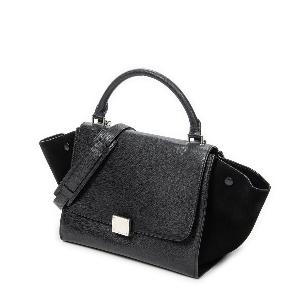 Shoulder Bag Small Trapeze Black Grained Calfskin Leather