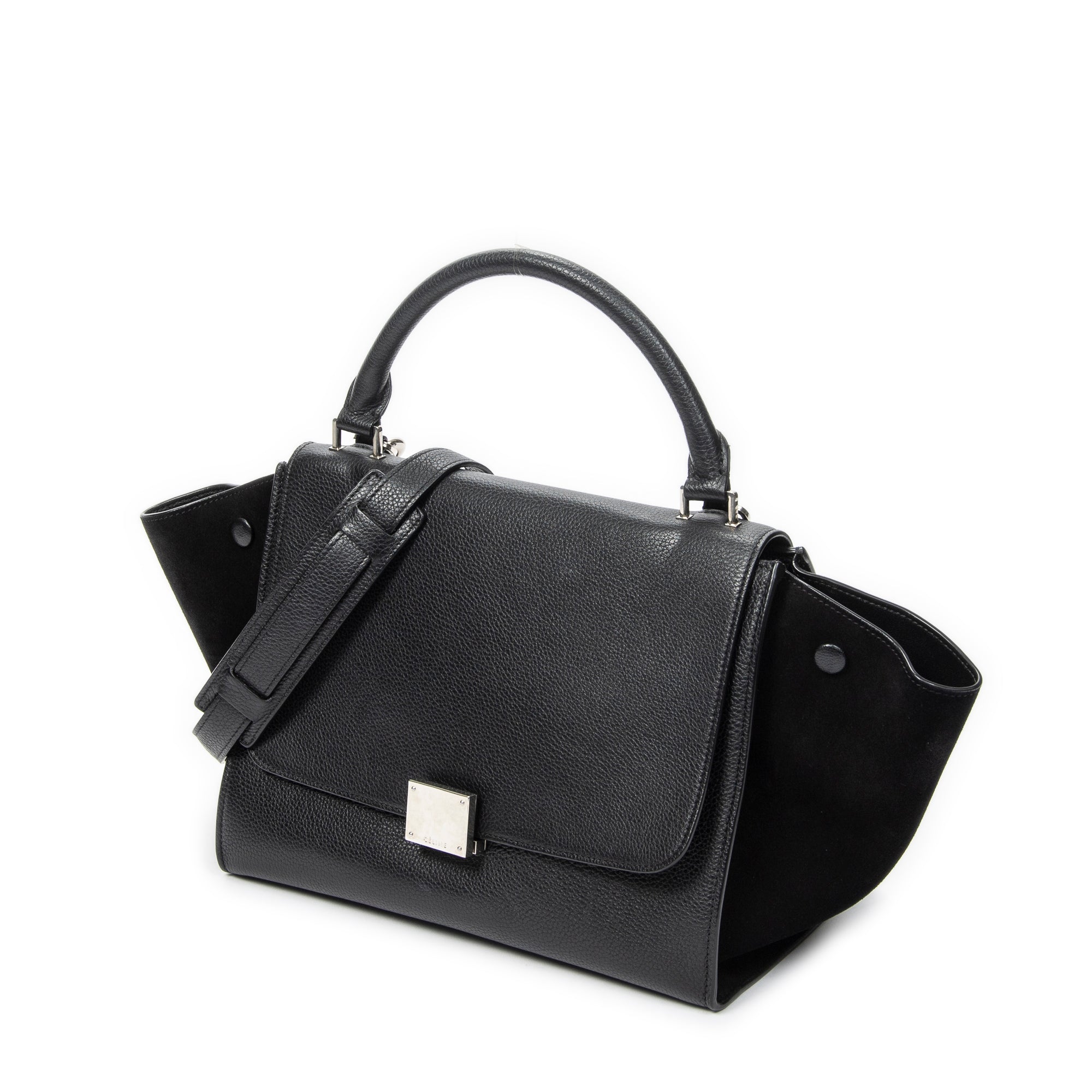 Shoulder Bag Small Trapeze Black Grained Calfskin Leather