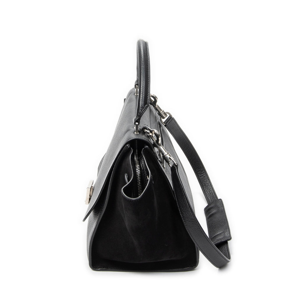 Shoulder Bag Small Trapeze Black Grained Calfskin Leather