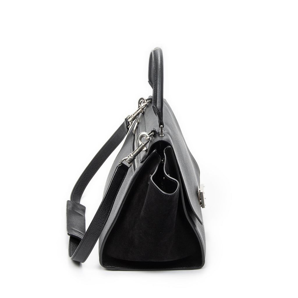 Shoulder Bag Small Trapeze Black Grained Calfskin Leather