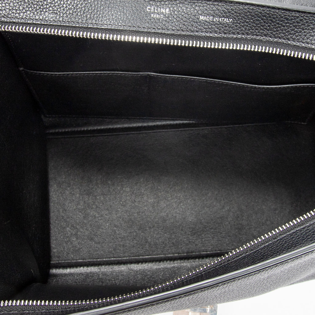 Shoulder Bag Small Trapeze Black Grained Calfskin Leather