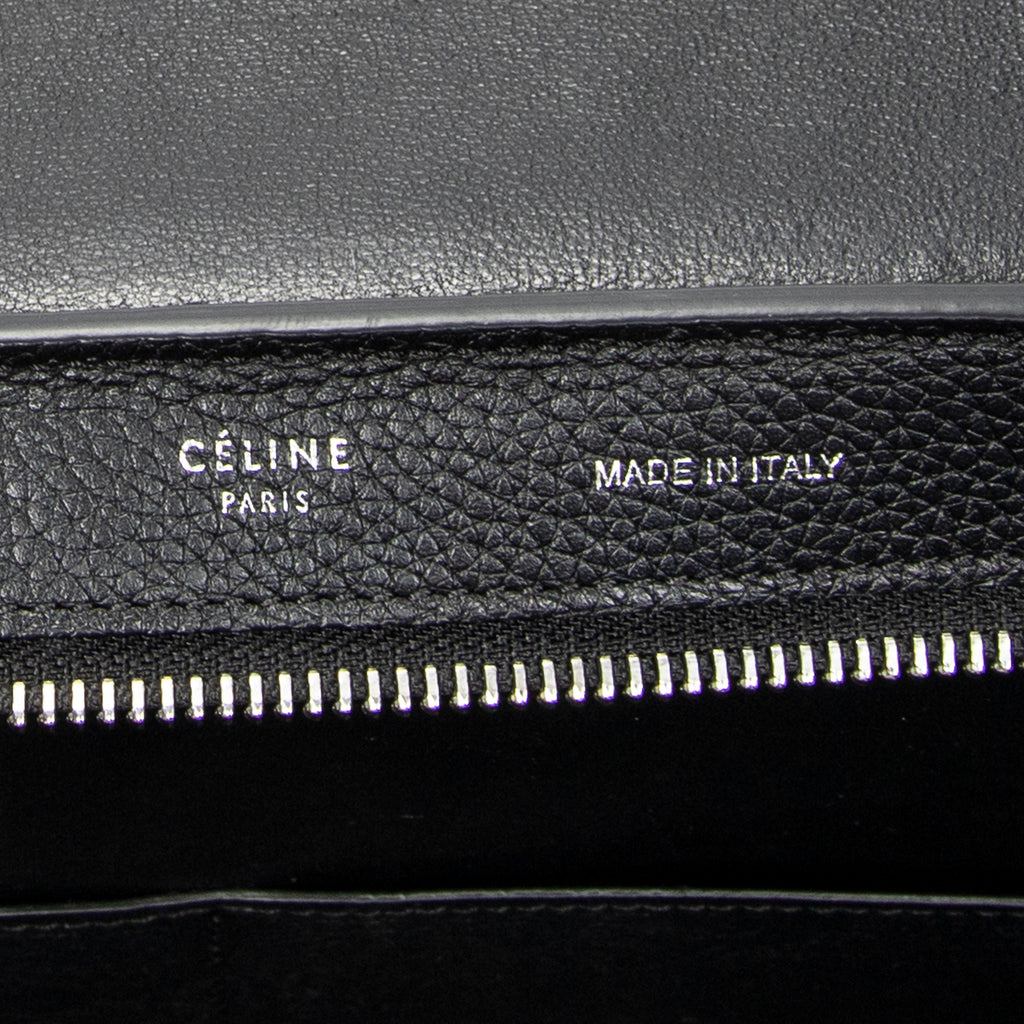 Shoulder Bag Small Trapeze Black Grained Calfskin Leather