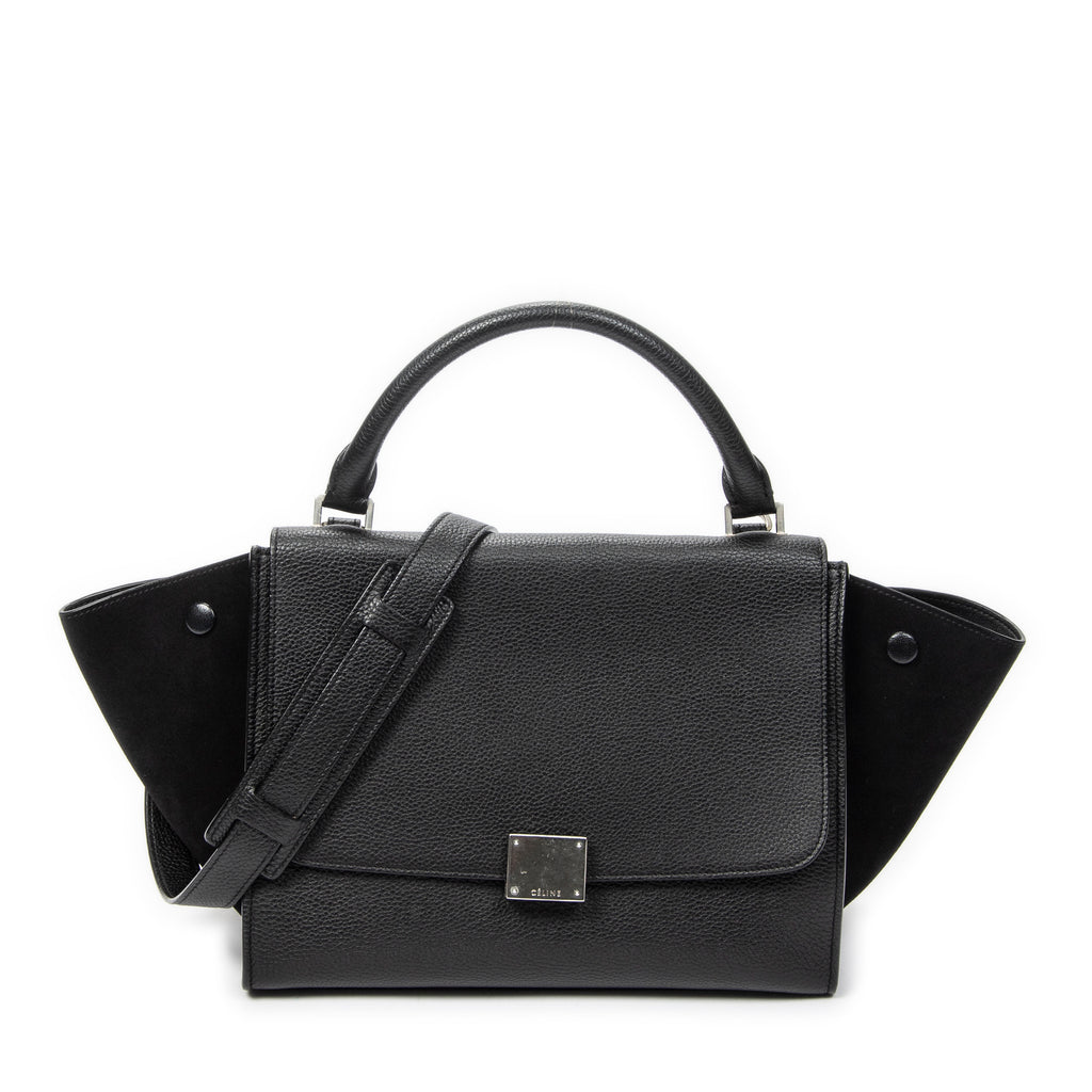 Shoulder Bag Small Trapeze Black Grained Calfskin Leather