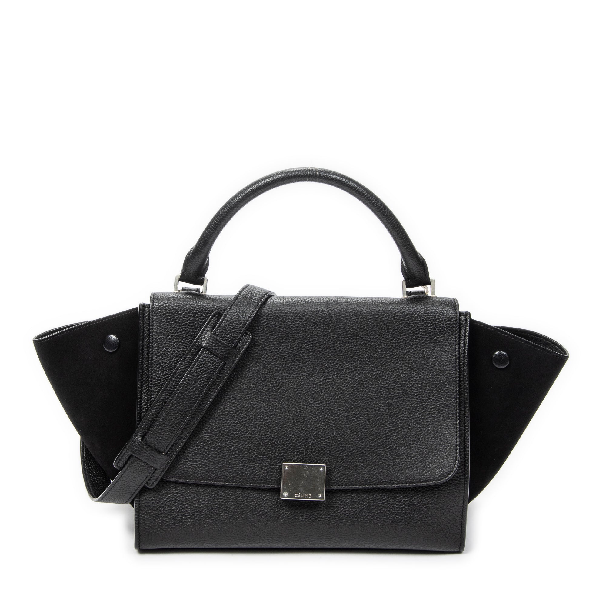 Shoulder Bag Small Trapeze Black Grained Calfskin Leather
