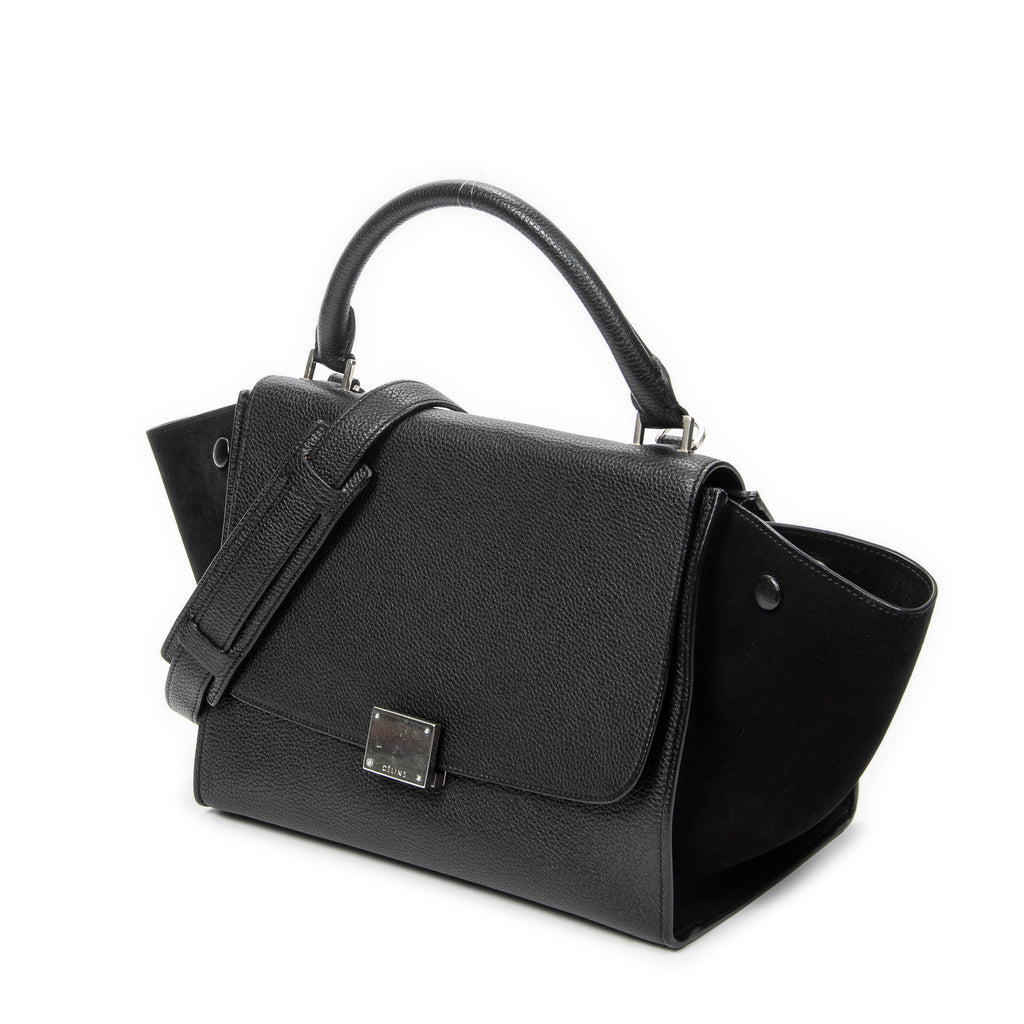 Shoulder Bag Small Trapeze Black Grained Calfskin Leather