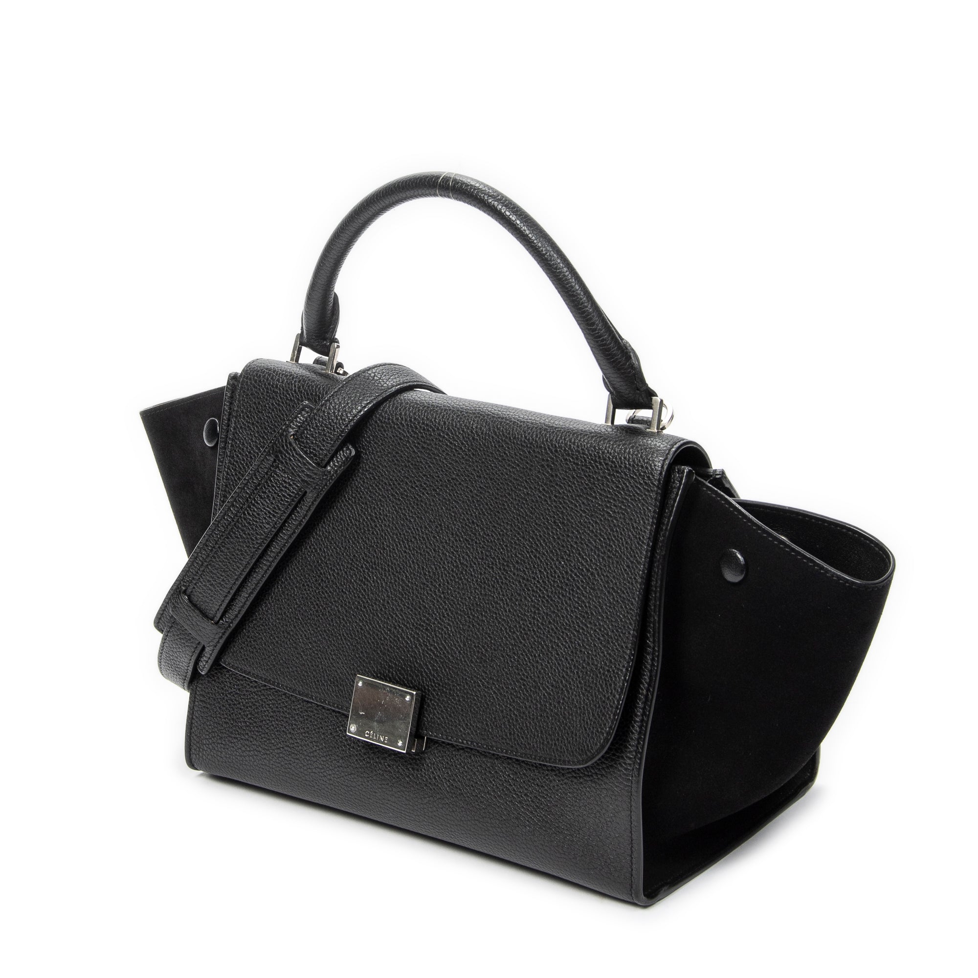 Shoulder Bag Small Trapeze Black Grained Calfskin Leather