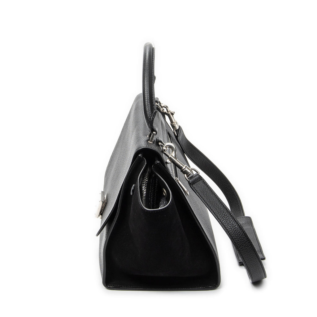Shoulder Bag Small Trapeze Black Grained Calfskin Leather