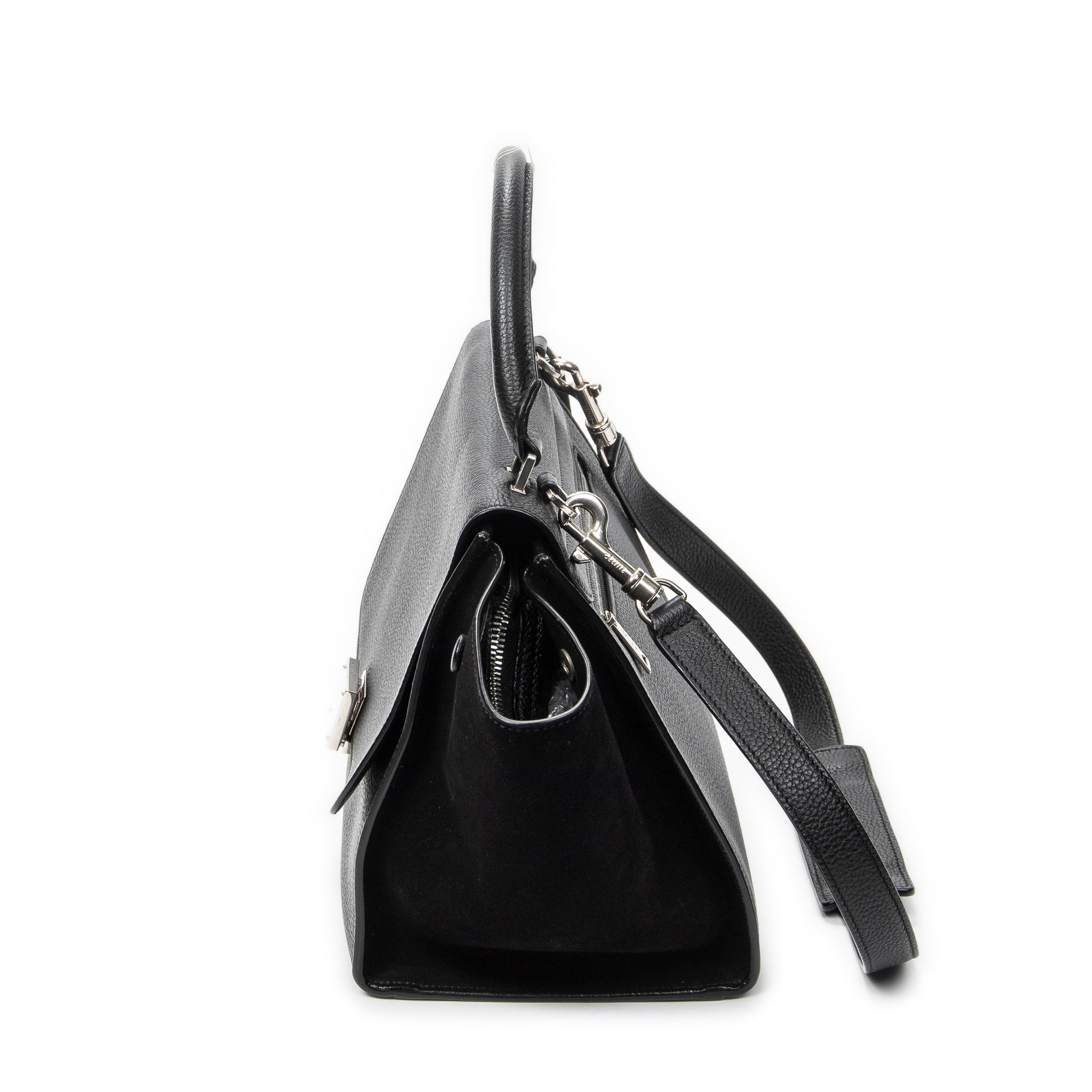 Shoulder Bag Small Trapeze Black Grained Calfskin Leather