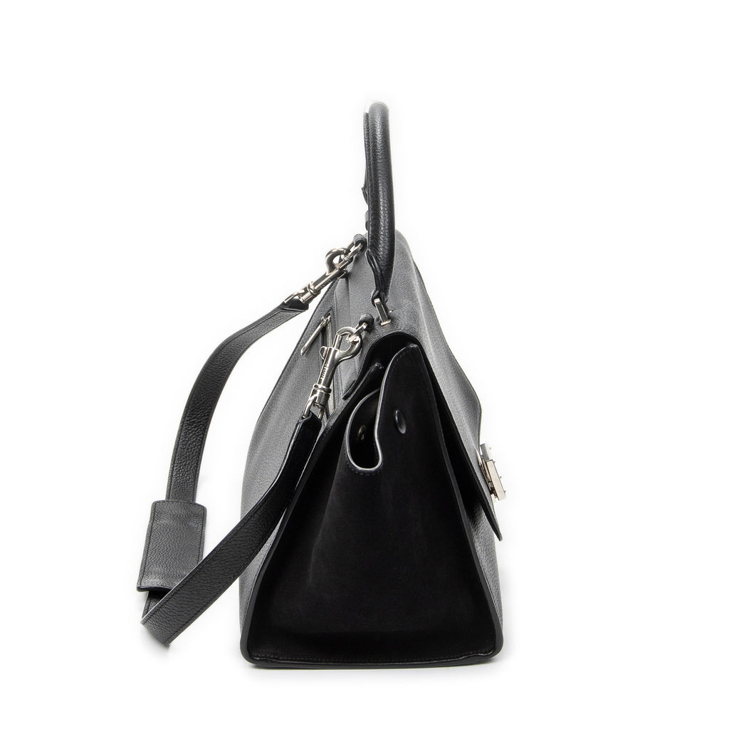 Shoulder Bag Small Trapeze Black Grained Calfskin Leather