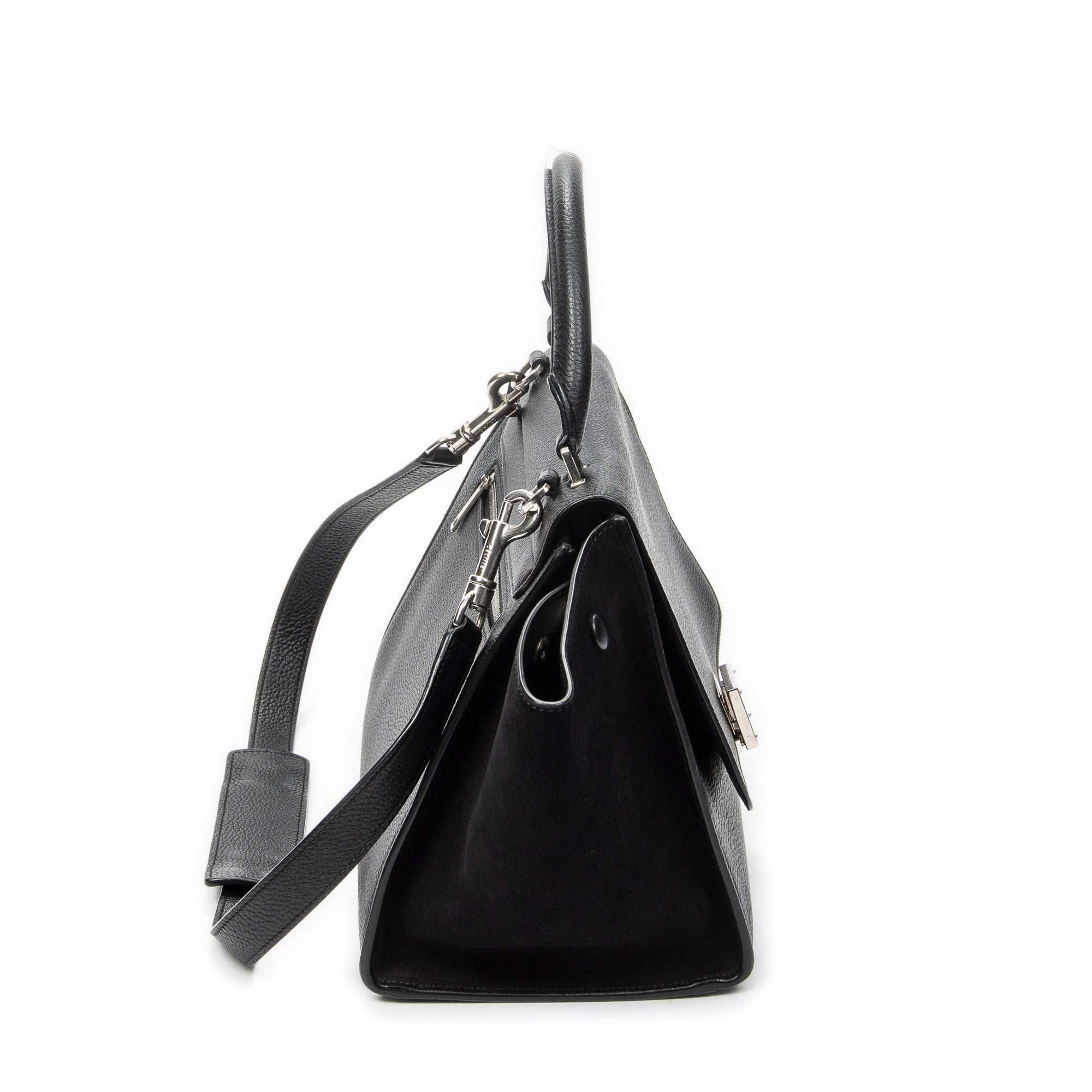 Shoulder Bag Small Trapeze Black Grained Calfskin Leather