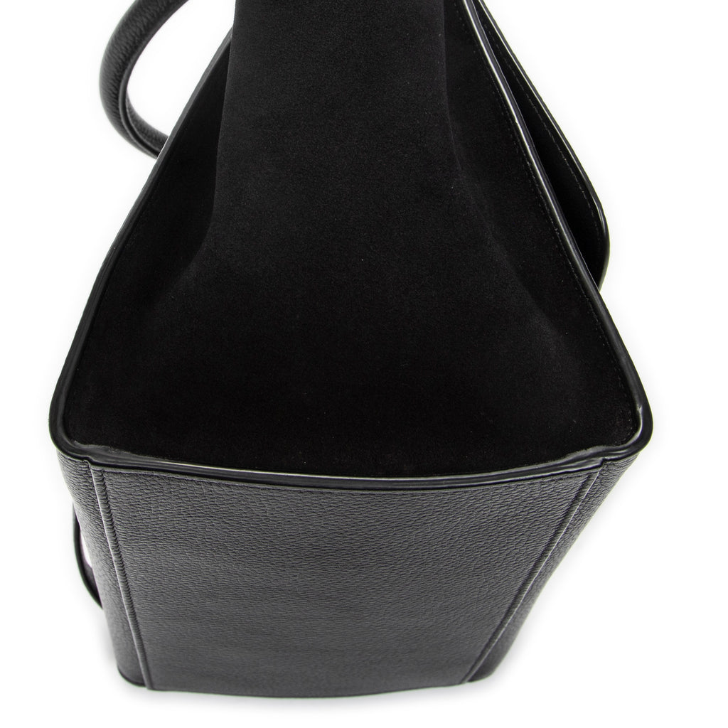 Shoulder Bag Small Trapeze Black Grained Calfskin Leather